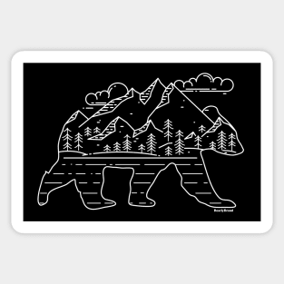 Mountain Scene Bear for Campers and Hikers with Clouds | BearlyBrand Sticker